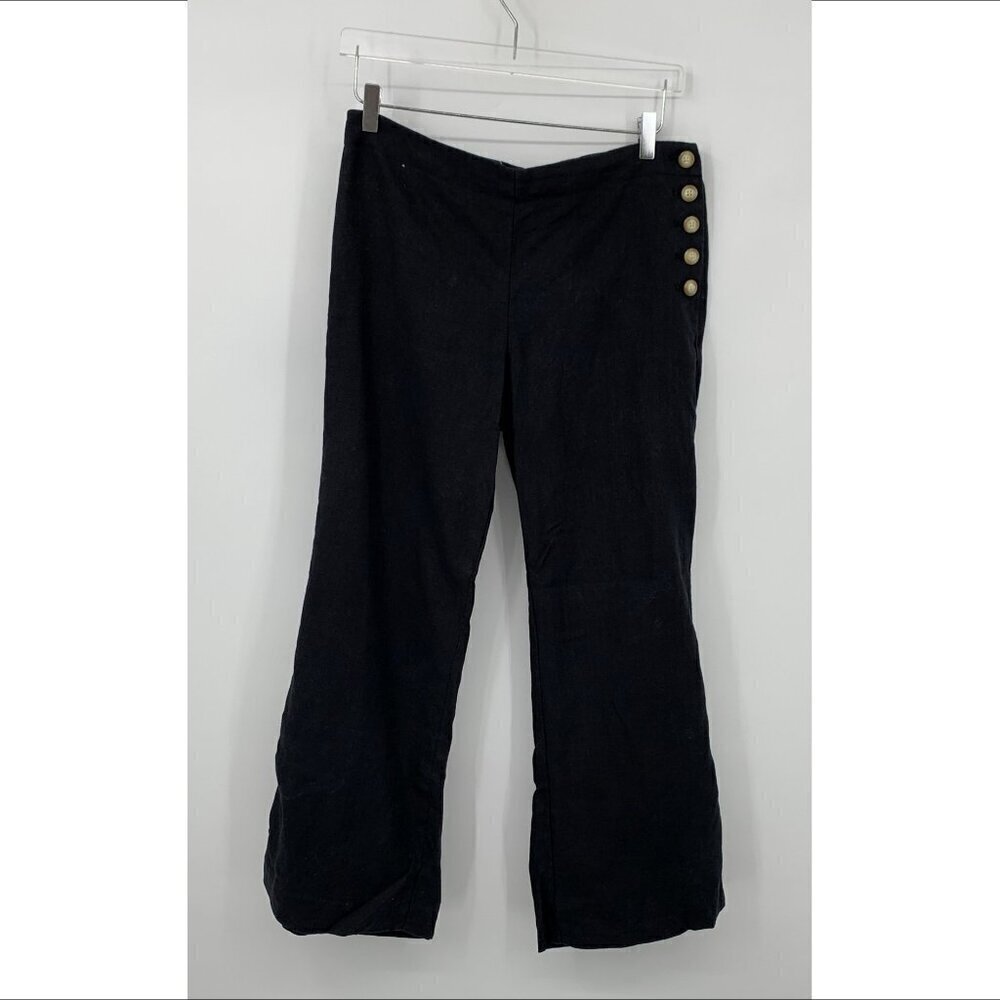 Cartonnier Anthropologie linen blend black pants trousers Sailor Nautical 12